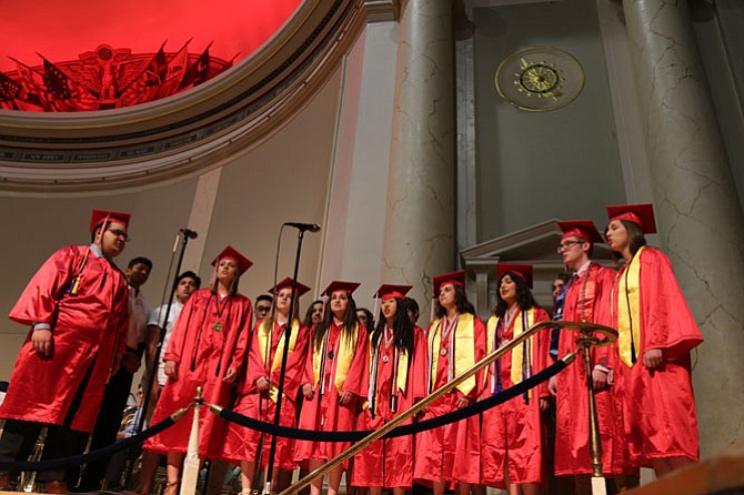 The McLean Madrigals sing an a cappella version of “My Heart’s in the Highlands” during the ceremony.