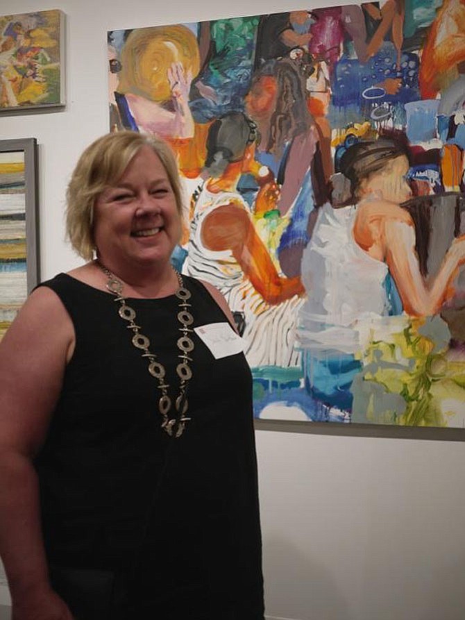 ”On and On,” a painting by Sally Kauffman: Kauffman had two similar paintings chosen for the DC Commission on the Arts and Humanities’ Art Bank Collection.
