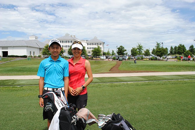 Kelly and his mother Eiko Chinn enjoy spending family time playing golf together.