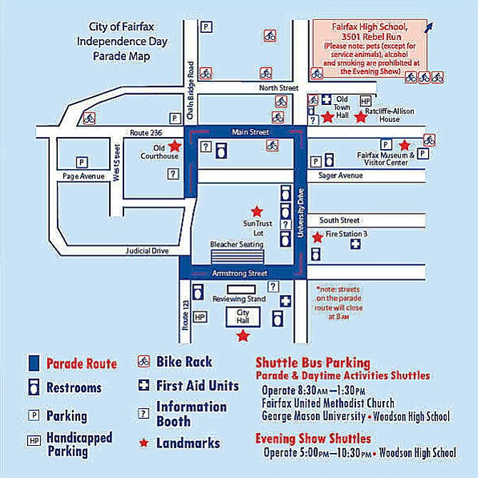 Official parade route and parking map.