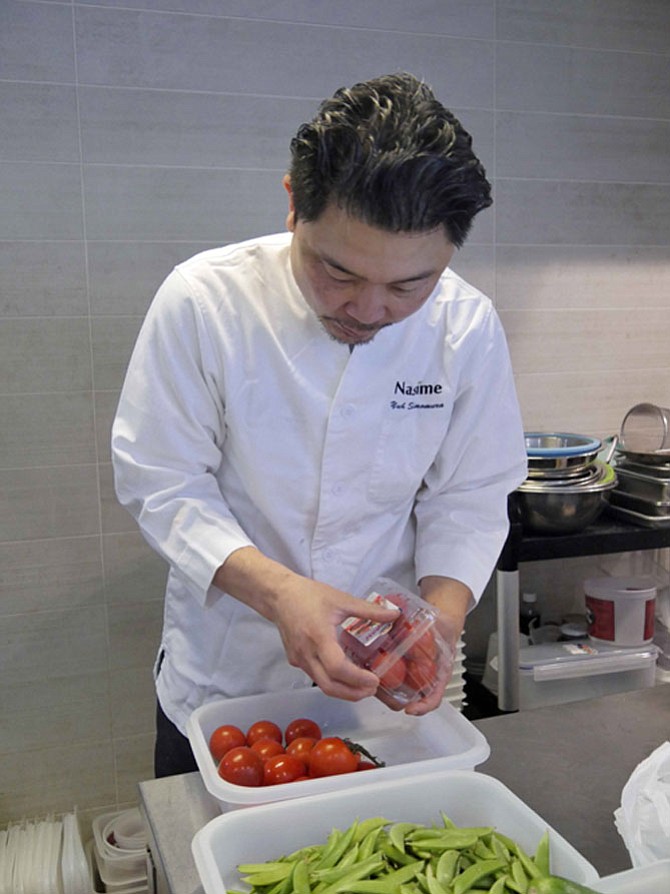 Yuh Shimomura says he does it all at Nasime, his Japanese restaurant, which opened on King Street in October 2016. He sets out the vegetables, plugs in the ice cream machine and sets the water boiling on the stove to begin prepping all five tasting dishes at the same time.
