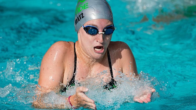 M. Matz with winning breaststroke form.