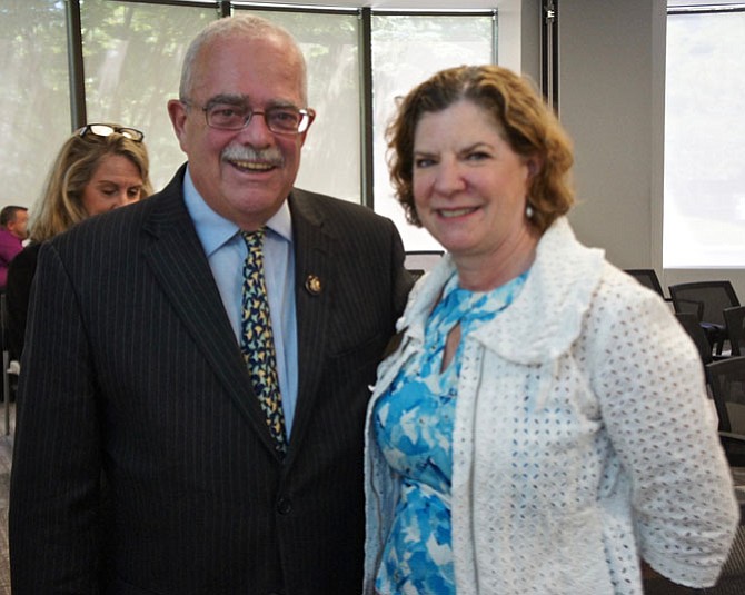 U.S. Rep. Gerry Connolly with Toni Reinhart who is spearheading efforts to make Herndon the first “Dementia Friendly Community” in the Commonwealth, with education and training in real-life encounters and situations to make living with dementia easier on patients, caregivers, families and the community.

