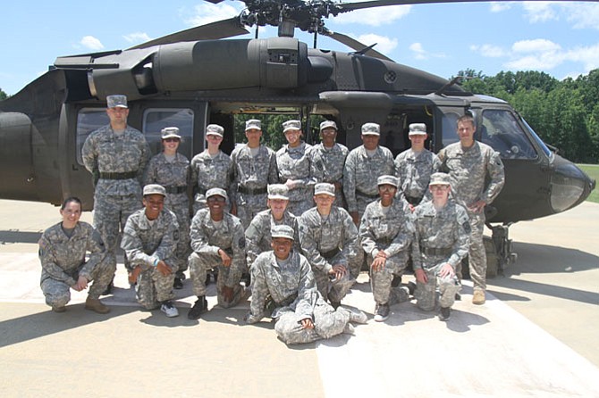 Army JROTC cadets from T.C. Williams High School pose for a photo during the six-day Junior Cadet Leadership challenge at Fort A.P. Hill.
