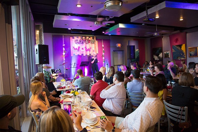 Saturday's FunnyFriend Productions comedy show brought 75 paid guests to the Café Montmartre in Reston.