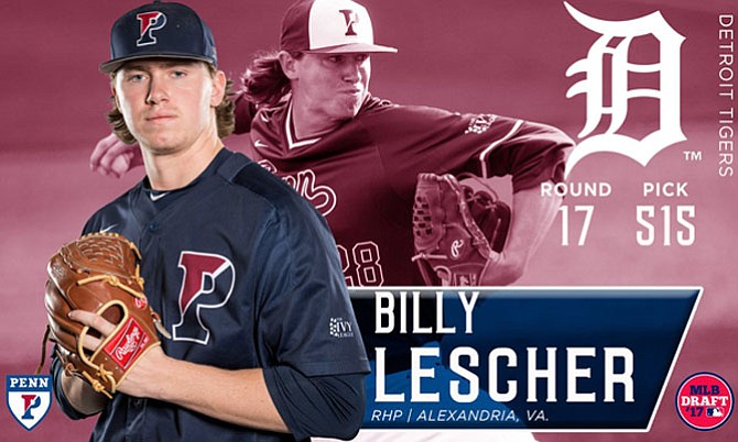 The Detroit Tigers drafted Mount Vernon resident Billy Lescher in the 2017 MLB draft, and he is now playing on one of the club’s two rookie league teams in Florida. The West Potomac graduate would have been a senior this fall at the University of Pennsylvania, where he had been a standout pitcher.