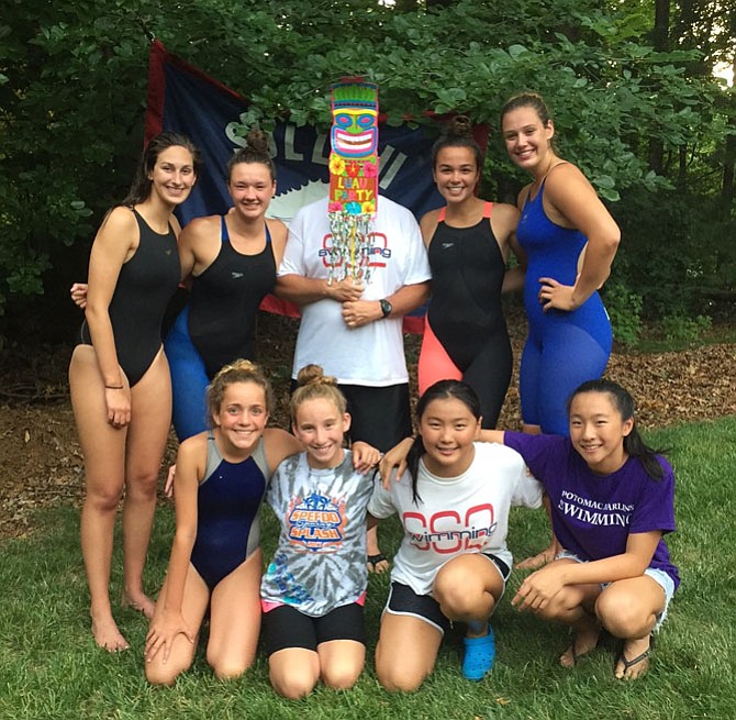 Piranhas had a successful Relay Carnival. Pictured are 15-18 girls Karenna Hall, Delaney Kennedy, Georgia Stamper, Carly Logan and 11-12 girls Callie Ver Planck, Hayley Norris, Angela Cai and Caroline Li.
