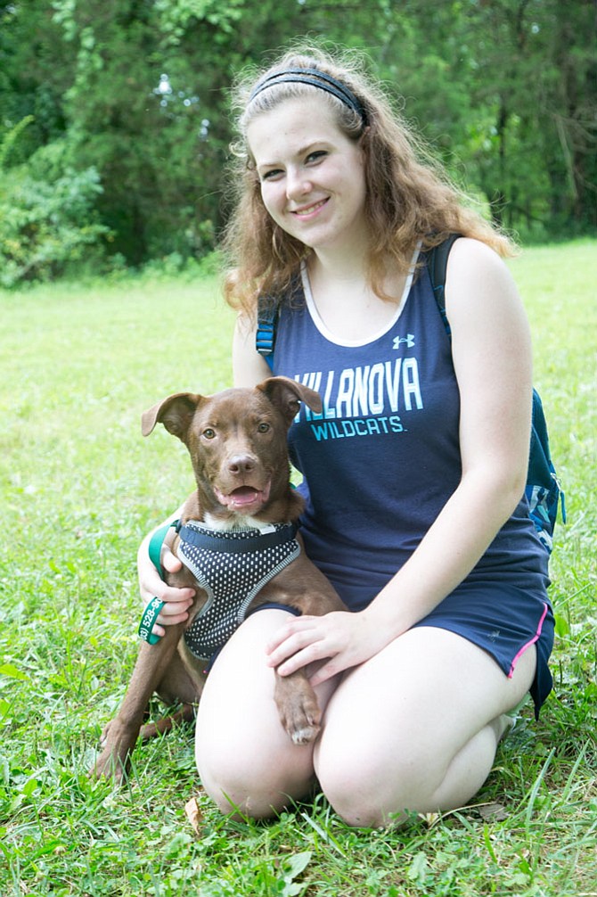 Natalie Cubbage, 17, student at Langley High School poses with her dog Duncan, 5 months old. “He’s my dog, and is in puppy training. He is going to do emotional support training to be able to help with seizures and detect diabetes,” she said. “Therapy animals are important, putting an animal with someone with PTSD for 15 minutes can help them.”
