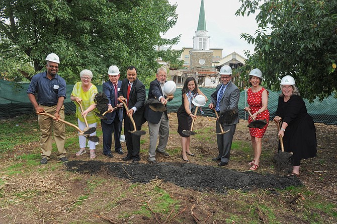 APAH, APC, Katie Cristol, vice chair of the Arlington County Board, and project financial partners from VHDA, Capital One, and Enterprise Community Partners  break ground on the Gilliam Place project.
