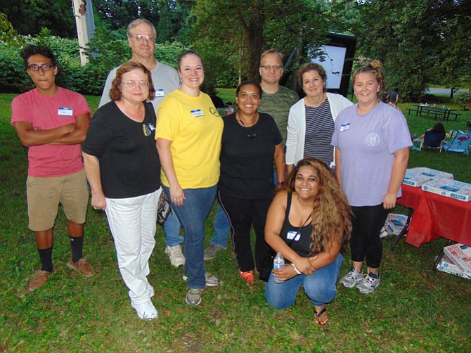 The organizers of the Pizza and Movie Night during National Night Out at Cardinal Estates in Burke on Tuesday, Aug. 1, 2017. 