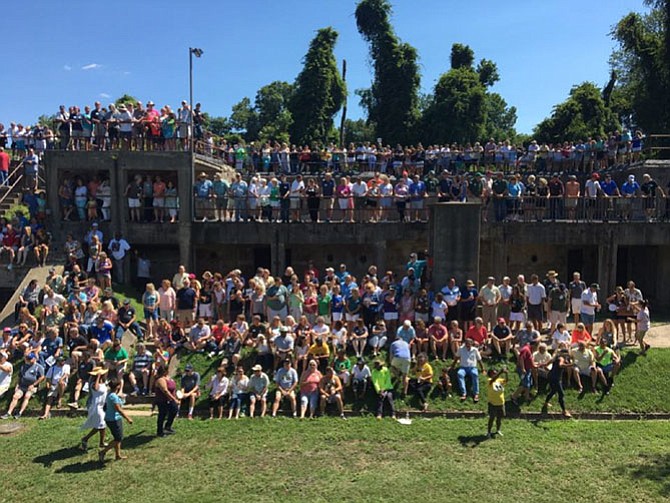 All classes gather for the annual reunion photo at the fort on Sunday.
