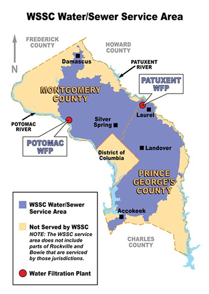 WSSC, whose service area is pictured here, is considering modifying its existing rate structures, which have been in place for 25 years.