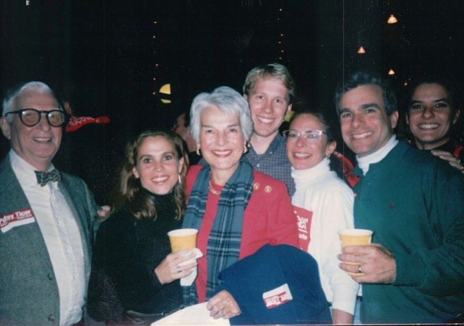 Patsy Ticer with husband Jack, children Catherine, Margaret, Virginia and Jack Jr. and Angus King Jr.