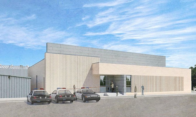 Artist’s rendering of the new firing range and police training facility as seen from the City’s property yard on Pickett Road. 
