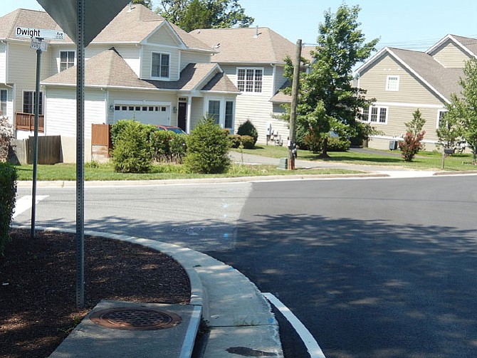 The new sidewalk will go in front of these houses on the west side of Orchard Drive at Dwight Avenue.