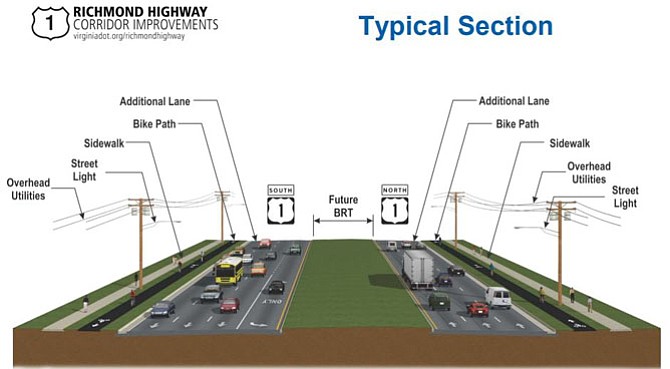 Proposed “superstreet” — a widened highway with a built-in divider for future Bus Rapid Transit development.
