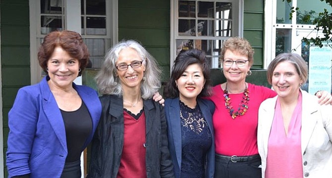 From left: Pipeline Playwrights from Alexandria include Ann Timmons, Nicole Burton, Soo-Jin Lee, Patricia Connelly, and Jean Koppen.