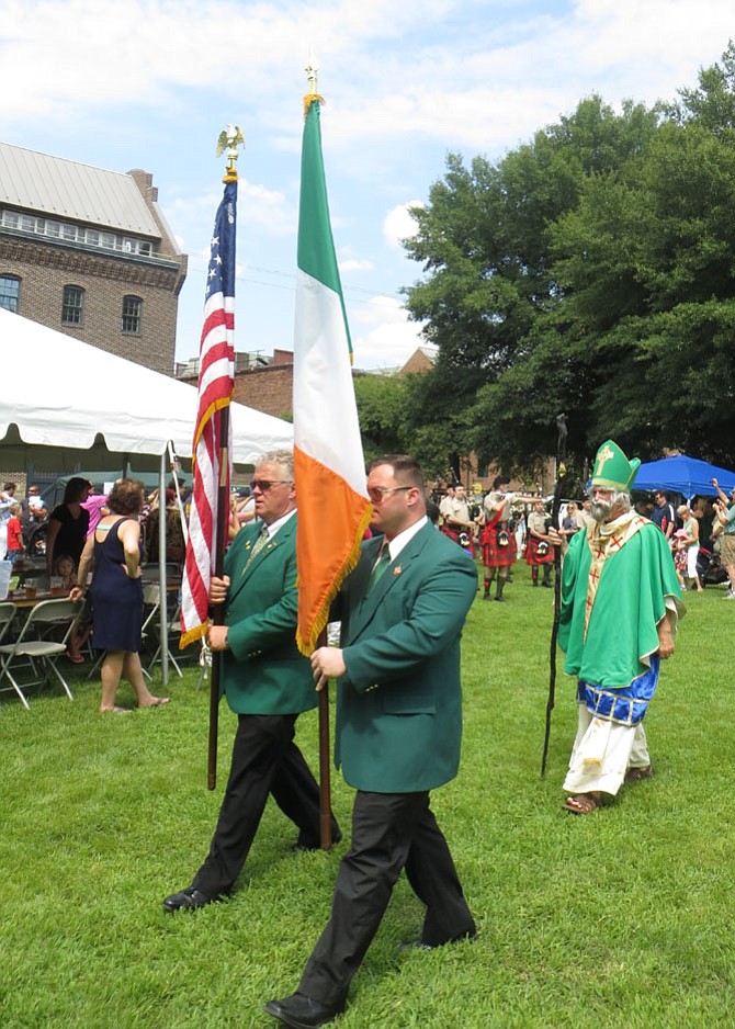 Saint Patrick marching in the Irish Festival Parade.