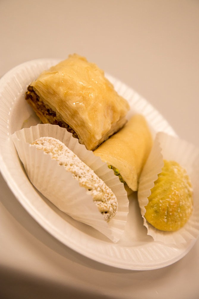 Pastries made by women of Holy Transfiguration Church for 27th annual Middle Eastern Food Festival Saturday. Baklawa, Atayef Pancake stuffed with clotted cream, and pistachio and date stuffed pastries are pictured here.