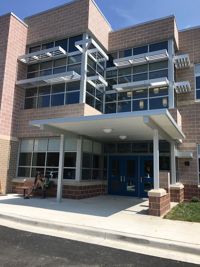 Main entrance to the newly rebuilt Wayside Elementary School.
