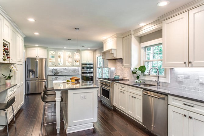 This Fairfax kitchen was enlarged to create a space for entertaining for a family of five.