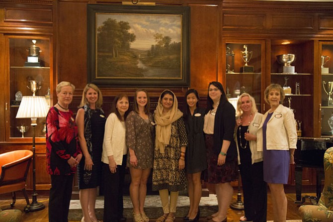 For the 2017-18 academic year, the GFFN Scholarship Fund, Inc. awarded six scholarships for a total of $8,500. Board members and scholarship recipients who attended the reception, from left: Wanda Miller, Christine Lavin and Candace Bovee, GFFN Scholarship Fund, Inc. board members; Paige Honbarrier, 2017 Bette Carter Dance Award Scholarship recipient and GMU student; Asma Sultana, 2017 general scholarship recipient and GMU student; Lun Lungsway, 2017 general scholarship recipient and NVCC student; Mary Bramley, assistant director of the NVCC Educational Foundation; and Marie Reilly, GFFN Scholarship Fund, Inc. board member, and Jean McNeal GFFN member.
