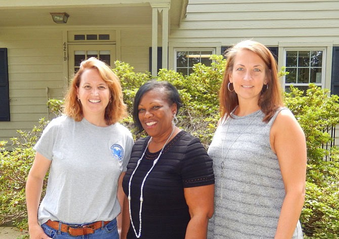 From left: Fairfax City Schools spokeswoman Carrie Dorsey, Superintendent Phyllis Pajardo and School Board clerk Susan Wiczalkowski outside the School Board office.