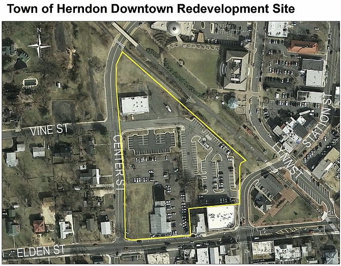 The land, which is owned by the town, is generally described as located between Station Street to the east, Center Street to the west and south of the property known as the Washington and Old Dominion Regional Trail (the owner of which is the Northern Virginia Parks Authority), and north of Elden Street, but excluding parcels at 754 Elden Street and 762 Elden Street.