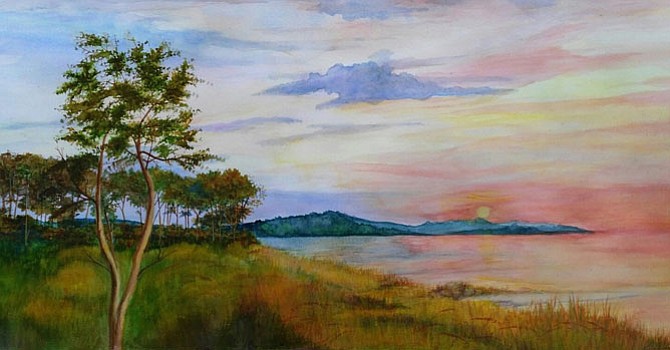 “Evening Light On The Marsh,” a watercolor by Linda Jones.