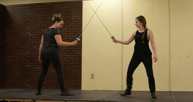 Rebekah Raze stars as Hamlet and Raeanna Nicole Larson stars as Laerta in the Port City Playhouse's production of "Hamlet."