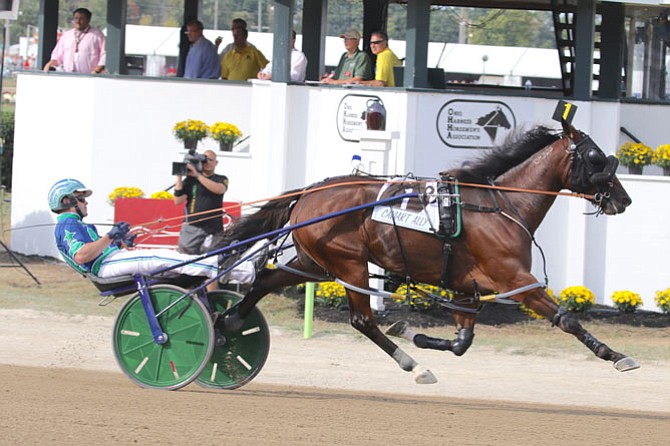 Caviart Ally, owned by Judy and Buck Chaffee of Vienna, won the $163,950 Jugette Stakes final for 3-year-old female pacers in Delaware, Ohio. 
