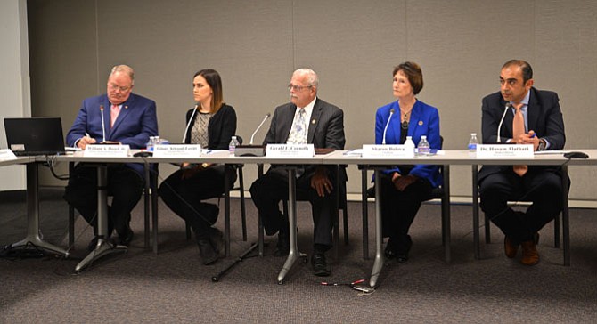 At the roundtable addressing the Opioid Epidemic. Speakers included U.S. Rep. Gerry Connolly, Fairfax County Board Chair Bulova, and members of law enforcement, the medical profession, nonprofits, treatment providers, and state Secretary of Health and Human Services William Hazel.