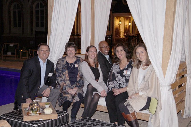 Country Casual Teak employees attend the 40th Anniversary celebration at the DC Design House in Potomac. From left are: Dana Goldstein (COO), Theresa Catlin (senior contracts administrator), Kim Asner (furniture designer), Rick Fulcher (lead web and graphic designer), Homa Nowrouzi (sales and client relations manager), and Madeline Fairbanks (product development director).
