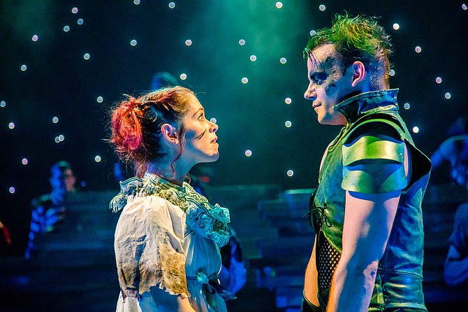 Kathy Gordon as Wendy Darling and Alex Mills as Peter Pan in Synetic Theater's production of "Peter Pan."