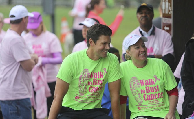 Dr. David Weintritt, left, founder of the National Breast Center Foundation, and breast cancer survivor Martha Carucci at the 2017 Walk to Bust Cancer Oct. 15 at Fort Hunt Park. More than 500 participants turned out for the walk organized by Carucci and Weintritt.