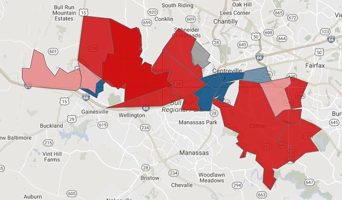 Del. Tim Hugo (R-40) won more precincts than Democrat Donte Tanner. But his margins in places like the Reagan Precinct were slim. Tanner won fewer precincts overall, but he was able to turn out large numbers in places like the Centreville Precinct. 