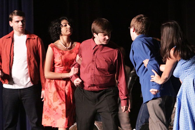 From left: Anthony Soccaras, Elithia Arif, Andrew Oliveros, Donald Gallagher, and Grace Rafferty in Bishop O'Connell High School’s production of “Romeo and Juliet.”