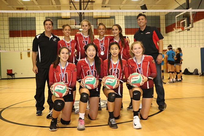 In a tight, three-set final, VYI's middle school travel volleyball team, coached by Rob Garrett and Rob Mooney, beat the Vienna Elite U14 Club team to win the NVTL county championship.