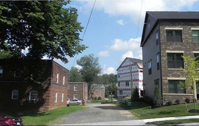 By-right townhouse redevelopment in a neighborhood of historic garden apartments.