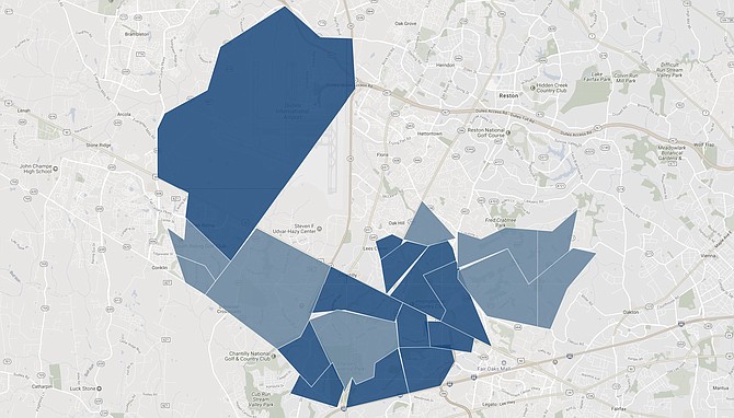 Democrat Karrie Delaney won every precinct in the district. (map from the Virginia Public Access Project)