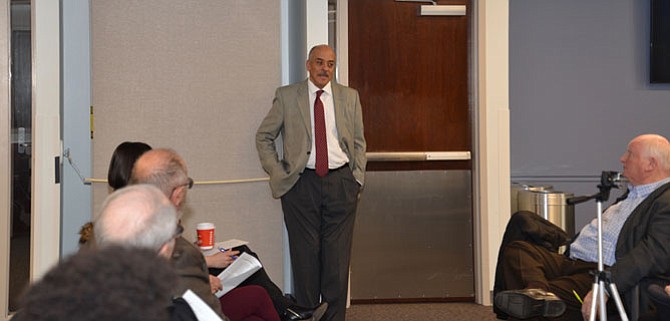Fred Selden, director of the county’s Department of Planning and Zoning, answers questions and listens to comments from the public at a meeting to discuss Plan Amendment 2017-CW-5CP — guidelines designed to streamline the application process to repurpose existing vacant office buildings in suburban and low density residential areas of the county.