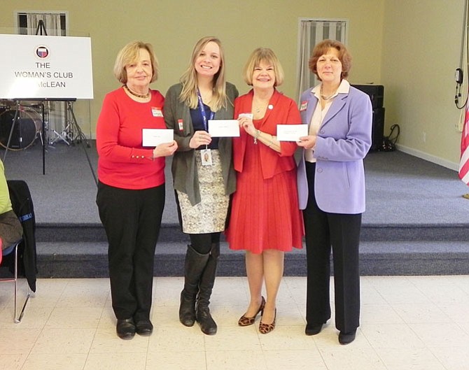 From left: Carol Morningham, board member at Share Inc.; Renée Boyle, development director for Falls Church – McLean Children’s Center; Kathryn Mackensen, president of The Woman’s Club of McLean; and Amylyn Verrone, volunteer coordinator at Capital Caring hospice.