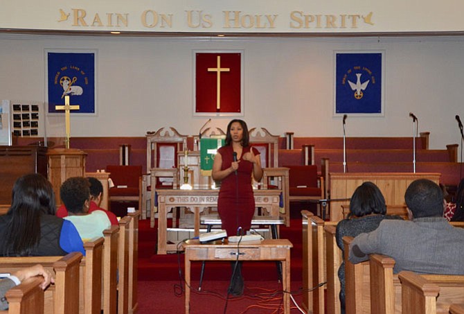 At the National Black HIV/AIDS Awareness Day Symposium Feb. 10 at Alleyne AME Zion Church, 1419 King St., Stefanie Rhodes, health educator, Inova Juniper Program, presents on HIV/AIDS prevention, education and statistics in the African American community.