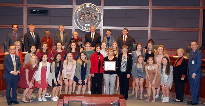 The Fairfax Board of Supervisors honored the Westfield field hockey team Tuesday, Feb. 20, for finishing the season 24-0 season and winning the state championship Nov. 11, 2017 in Virginia Beach.