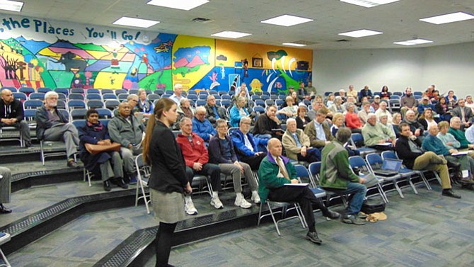 About 100 people attended a VDOT design public hearing on the widening of Rolling Road on Tuesday, Feb. 27, 2018 at Irving Middle School in Springfield.