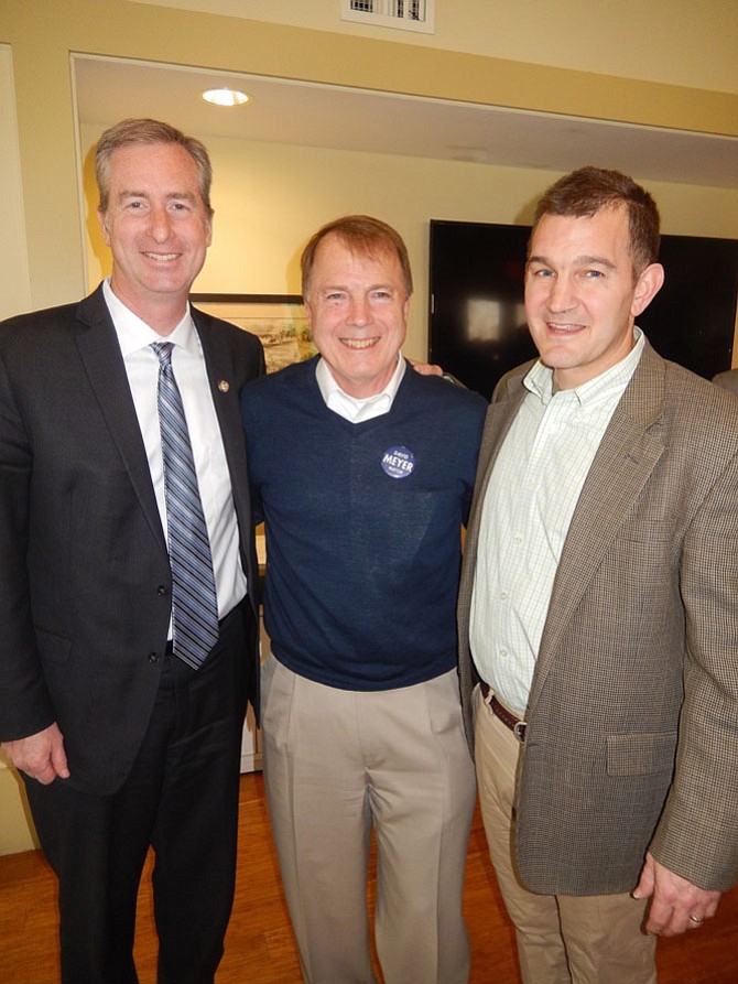 (From left) Del. David Bulova (D-37), Mayor David Meyer and State Sen. Chap Petersen (D-34).