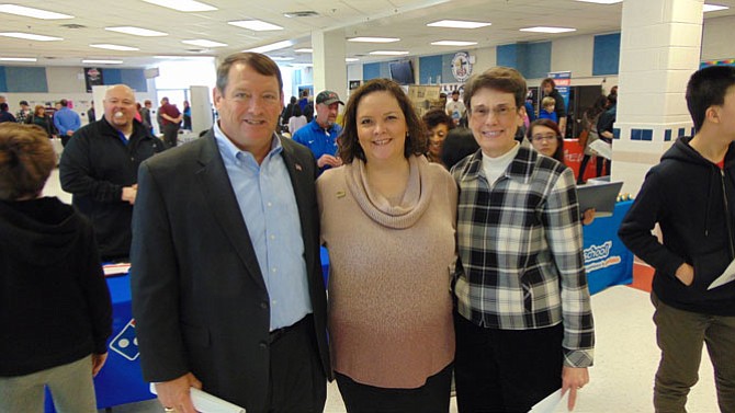 (From left): Supervisor Pat Herrity (Springfield); Jennifer Rose, Executive Director of Central Fairfax Chamber of Commerce; and Supervisor Linda Smyth (Providence), who helped organize the Job Fair at Woodson High School.