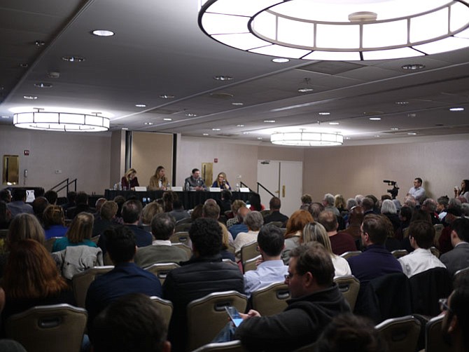 A full house at the Doubletree Hilton to hear the foreign policy views of U.S. Rep. Barbara Comstock’s opponents who will vie for the Democratic nomination on June 12.