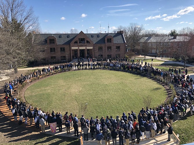 Bullis Upper School students unite with students across the nation honoring the victims of the Marjory Stoneman Douglas High School shooting.