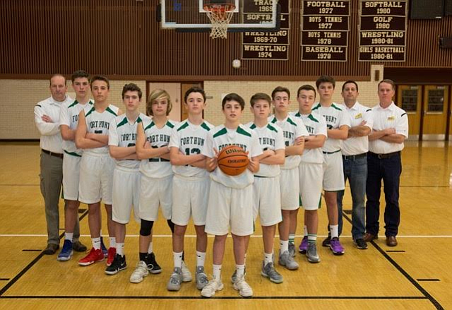 From left: Pat McClanahan, Head Coach; Carter Lawrence; Owen Joachim; Alex Catanzaro; Jackson Mayo; Even Wunderlich; Nick Castrilli; Aiden McClanahan; Cole Cosby; Noah Potholm; Tyler Lawrence; Tony Castrilli, Coach; and Scott Cosby. Coach.